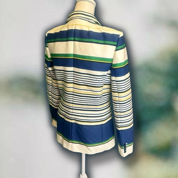 NWOT Tommy Hilfiger ‘3-Pocket’ Ivory & Navy Striped Button Front Blazer Size 8 - Picture 10 of 16